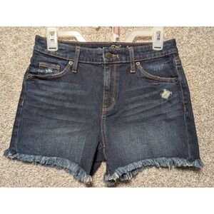 Universal Thread Women 2/26R Dark Wash Distressed Vintage Midi Denim Jean Shorts